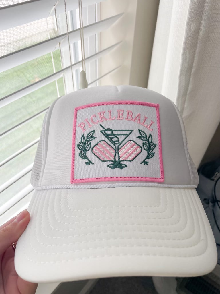WHITE PICKLEBALL TRUCKER HAT