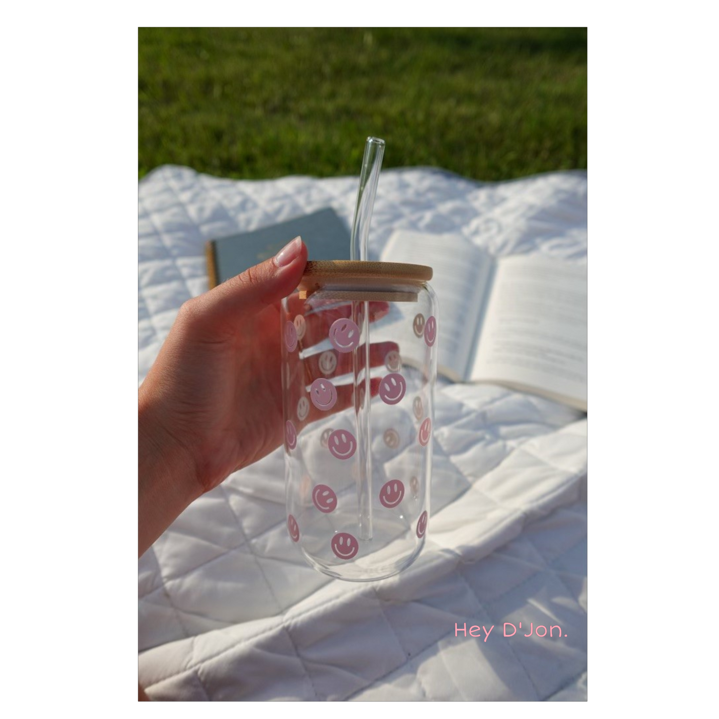 PINK SMILEY FACE TUMBLER