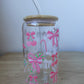 Glass Tumbler - Candy Canes, Cherries with Bows, Candy (Pink theme)