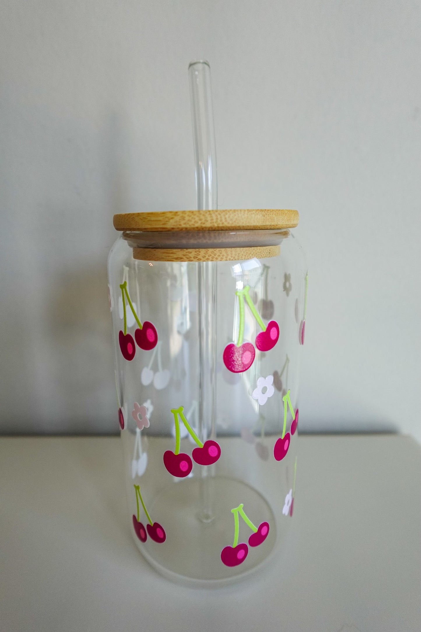 Glass Tumbler - Cherries & Flowers