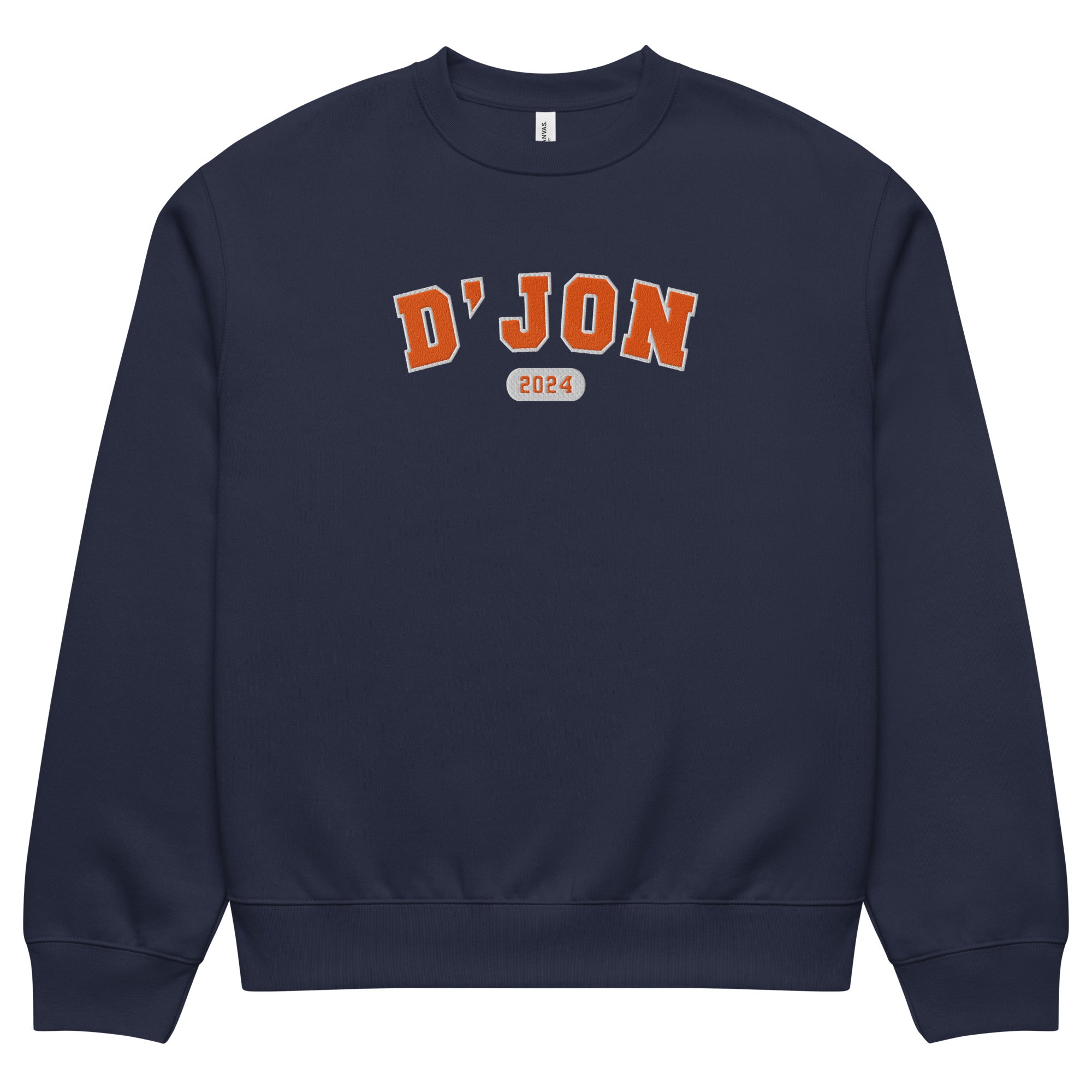D'JON EMBROIDERED VARSITY CREWNECK – HEY D'JON. LLC